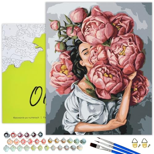 Oh Art! Malen Nach Zahlen Erwachsene Set Mit 3 Pinseln Und Acrylfarben Gemälde Acrylic Malerei DIY Leinwand 40 x 50 cm Frau In Päonien Oh Art! Malen Nach Zahlen Erwachsene Set Mit 3 Pinseln Und Acrylfarben Gemälde Acrylic Malerei DIY Leinwand 40 x 50 cm Frau In Päonien von Oh Art!