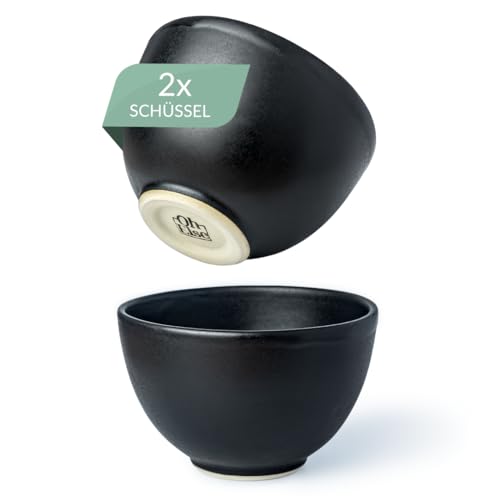 Oh Else® 2er Schüssel Set – handgefertigte Keramikschalen aus Österreich – 2x 600ml - spülmaschinenfest – lebensmittelecht – Steinzeug – stapelbar – hochwertig – Ideal für Suppe, Pho, Ramen – schwarz von Oh Else