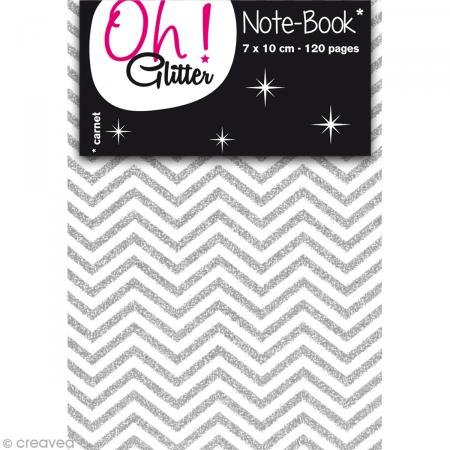 Oh ! Glitter Mini Notizbuch Glitter, Papier, Silber, 7 x 10 x 1 cm von Toga