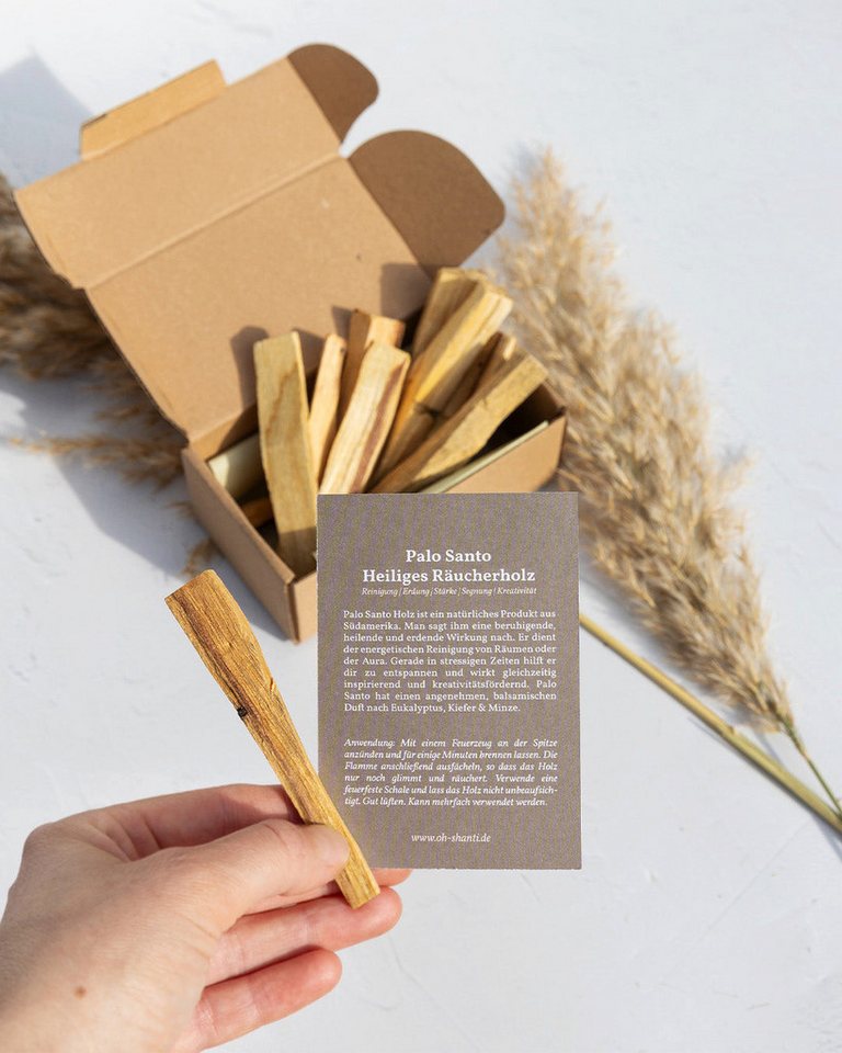Oh Shanti Räucherstäbchen Palo Santo Holz (10 Stück) (Räucherset, Set aus 10 Palo Santo Sticks), 100% naturrein von Oh Shanti