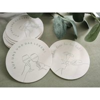 Untersetzer "Schön, Dass Du Da Bist" & "Auf Uns Und Das Leben"/Bierdeckel Glasuntersetzer Feier Hochzeit Geburtstag von OhHalloDesigns