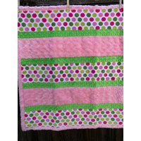 Handgefertigte Moderne Baby Minky Krabbeldecke Rosa Und Grün Polka Dot von OhMyModernBaby