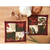 Reversible Küche Topflappen | 2Er Set - Süße Ein Von Einer Art Handgemachte Vichykaro Und Floralen Print Rot Weiß 6.5 "x 6, 5" von OhScrapFL