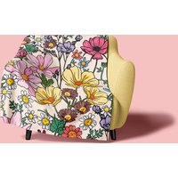 Wildblumenwiese Blumen Fleecedecke | 150 X cm Große Doppelbettdecke Cottagecore Florales Dopamin-Picknick-strand-Überwurfsofa von OhSoDaisyShop