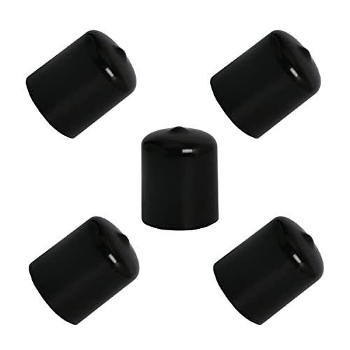 Ohamtes 5 Stück ID30 mm schwarze PVC-Gummi-Endkappen aus Vinyl, flexible Endkappen, runde Rohrendkappen, Bolzengewinde-Schutzkappen von Ohamtes