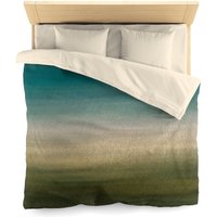 Abstrakt, Boho Bettbezug, Teal Waldgrün, Ombre Farbverlauf Aquarell, Minimalist, Schlafzimmer Dekor, Queen Standard Bettwäsche von OhanaModernDecor