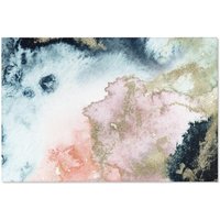 Boho Chic Teppiche, Marineblau, Lavendel-Rosa, Ombre Goldbeige, Abstrakte Kunst in Aquarell Moderne von OhanaModernDecor