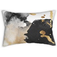 Boho Chic Werfen Lumbalen Kissen, Abstrakt, Schwarz Weiß, Faux Gold, Extravagant, Wohnung, Haus Büro Dekor, Couch Akzent von OhanaModernDecor