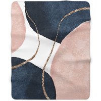 Boho Couch Decken, Marineblau, Blush Pink, Muted Gold, Beige in Aquarellformen, Wohnzimmer, Schlafzimmer, Hausbürodekor von OhanaModernDecor