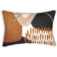 Lendenkissen, Abstrakt Schwarz Orange Beige Aquarell, Mid Century Elegante Stilvolle Couch Wohnkultur, Moderne Kissenbezug von OhanaModernDecor