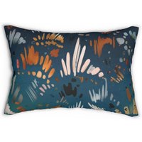 Lendenkissen, Abstrakter Marineblau Rost Aquarell, Mid Century Elegante Stilvolle Couch Wohnkultur, Moderner Kissenbezug von OhanaModernDecor