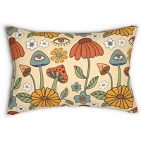 Lendenkissen, Retro Hippie 60Er 70Er Jahre Bunte Blumen, Pilz, Dekokissen, Kissenbezug von OhanaModernDecor