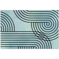Teppich | Art Déco Mid Century Boho Schwarze Linien Helles Blaugrün Minimalistisch Elegantes Dekoratives Wohnungsdekor, 8x10 9x12 Teppiche von OhanaModernDecor