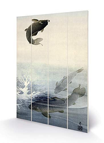 Ohara Koson Kunstdruck auf Holz, 40 x 59 cm (Karpfen), Mehrfarbig, 40 x 59 x 1,2 cm von Ohara Koson