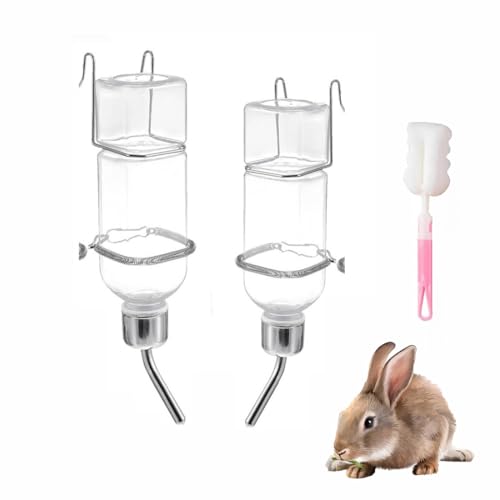 Trinkflasche Kaninchen, Hamster Trinkflasche, Winterfest Trinkflasche Meerschweinchen Mit Halterung, Hasen Zubehör Kaninchen Tränke Trinkflasche Nagertränke Für Chinchilla Eichhörnchen, 180ml+350ml von Ohh-nanjoo