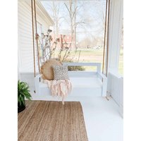 Porch Eiche Schaukel Bett Mit Sitzkissen | Holzbettschaukel Outdoor & Indoor Juteseil von OhhDarlingDesigns