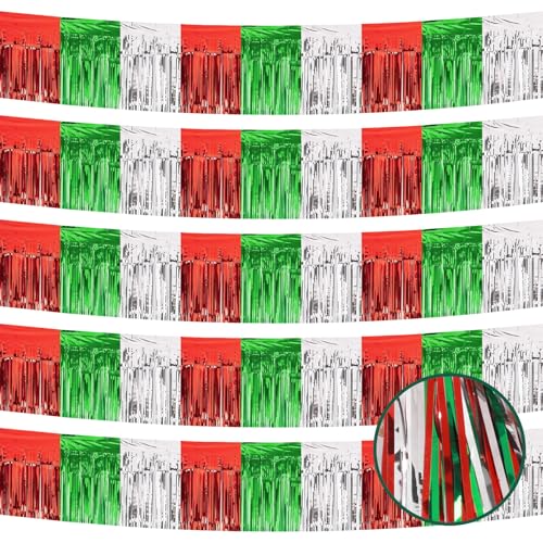 5 Stück 3 m Weihnachts-Folien-Fransengirlande rot silber grün Fransen für Partydekorationen Parade Float Lametta Banner für Geburtstag Neujahr Dekor 5 Stück 3 m Weihnachts-Folien-Fransengirlande rot silber grün Fransen für Partydekorationen Parade Float Lametta Banner für Geburtstag Neujahr Dekor von Ohiyoo