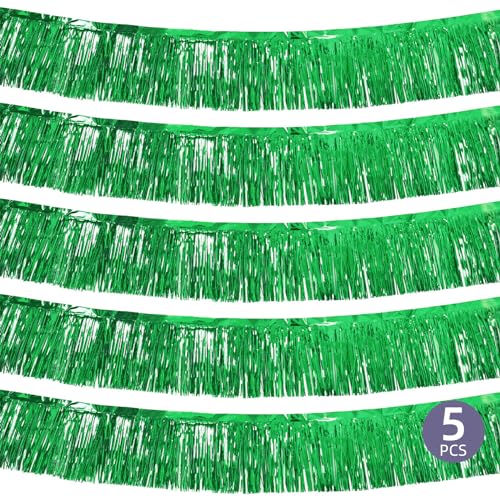 5 Stück 3 m grüne Fransengirlande Folie Fransen Girlande Metallic Lametta Luftschlangen Fransen Hintergrund Banner für Parade Floats Geburtstag Party Dekorationen Halloween Weihnachtsdekoration (Grün) 5 Stück 3 m grüne Fransengirlande Folie Fransen Girlande Metallic Lametta Luftschlangen Fransen Hintergrund Banner für Parade Floats Geburtstag Party Dekorationen Halloween Weihnachtsdekoration (Grün) von Ohiyoo