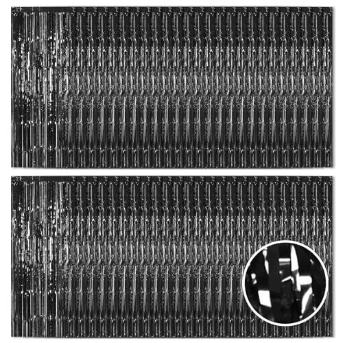 Ohiyoo 50 Stück Schwarz Lametta Vorhänge 1 x 2.5M Tinsel Curtain Folien Fransen Metallic Lametta Vorhange Silber für Geburtstag Partydekor Verlobung Hochzeit Weihnachten Neujahr Dekoration (Schwarz) Ohiyoo 50 Stück Schwarz Lametta Vorhänge 1 x 2.5M Tinsel Curtain Folien Fransen Metallic Lametta Vorhange Silber für Geburtstag Partydekor Verlobung Hochzeit Weihnachten Neujahr Dekoration (Schwarz) von Ohiyoo