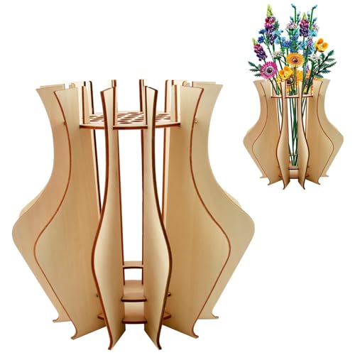 Holzvasen für Lego Blumen Vasen Holz für Lego Rosen Holzpuzzle Blumenvase, Holzständer Vase für Lego Blumenstrauß DIY Holz Vase für Blumen Rosen Kirschblüten Sonnenblumen Tulpen Narzissen Lotus von Ohling