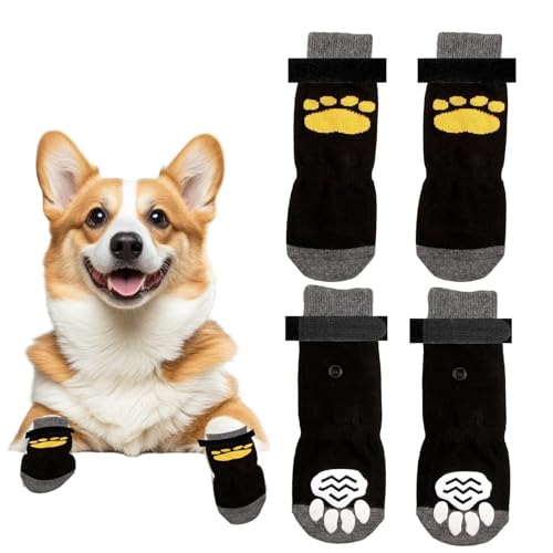 2 Paar Doppelseitige Anti Rutsch Hundesocken, Hunde Pfotenschutz mit Verstellbaren Klettverschluss Riemen Traktion Kontrolle Socken auf Hartholzboden für Innenbereich Pfotenschutz für Mittlere Hunde 2 Paar Doppelseitige Anti Rutsch Hundesocken, Hunde Pfotenschutz mit Verstellbaren Klettverschluss Riemen Traktion Kontrolle Socken auf Hartholzboden für Innenbereich Pfotenschutz für Mittlere Hunde von Ohling