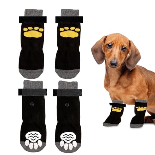 2 Paar Doppelseitige Anti Rutsch Hundesocken, Hunde Pfotenschutz mit Verstellbaren Klettverschluss Riemen für Innenbereich Pfotenschutz für Kleine, Mittlere und Große Hunde (S) 2 Paar Doppelseitige Anti Rutsch Hundesocken, Hunde Pfotenschutz mit Verstellbaren Klettverschluss Riemen für Innenbereich Pfotenschutz für Kleine, Mittlere und Große Hunde (S) von Ohling
