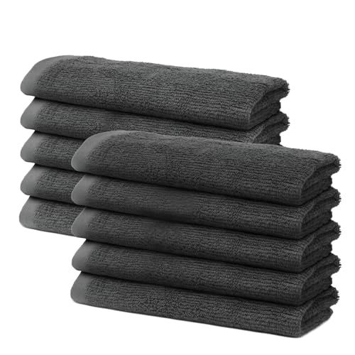 10 er Set Gästehandtücher 30x50cm | Frottee Weich & Flauschig | 100% Baumwolle | Kleine Frottier Handtücher für Gäste | Oeko-Tex | 500g/m² | Ôhm | Dunkelgrau von Ôhm