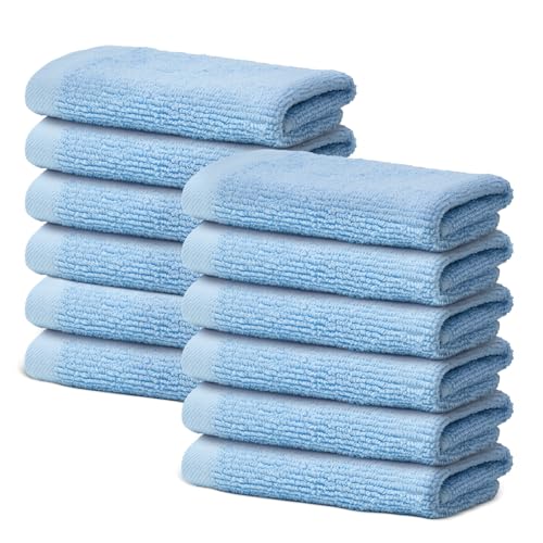 12 Stück Seiftücher 30x30 cm | Kleine Handtücher Set | Frottee Weich & Flauschig | 100% Baumwolle | Mini Frottier Washlappen Seiflappen | 500 g/m² | Oeko-Tex | Ôhm | Hellblau von Ôhm