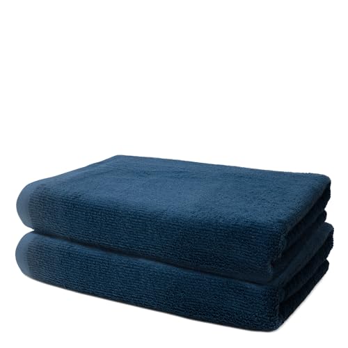 2 er Set Duschtücher 70x140 cm | Frottee Hantücher Weich & Flauschig | 100% Baumwolle | Frottier Duschtuch Badetuch Badehandtuch Groß | 500 g/m² | Oeko-Tex | Ôhm | Dunkelblau von Ôhm