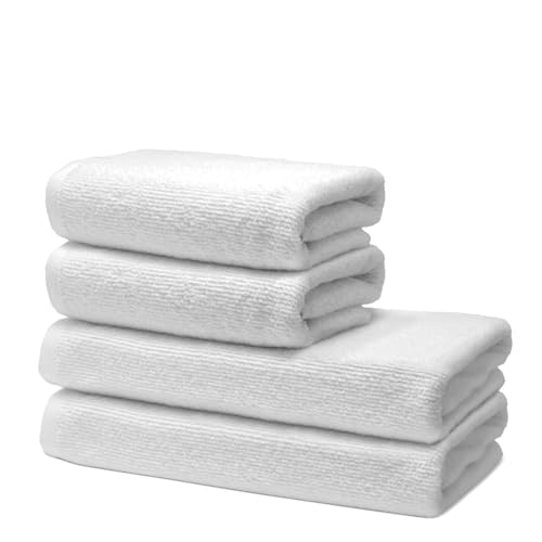 4 er Set Handtücher | 2 Badetücher 70x140 cm + 2 Handtücher 50x100 cm | Frottee Weich & Flauschig | 100% Baumwolle | Frottier Duschtuch Badetuch Badehandtuch | 500g/m² | Oeko-Tex | Ôhm | Weiß von Ôhm