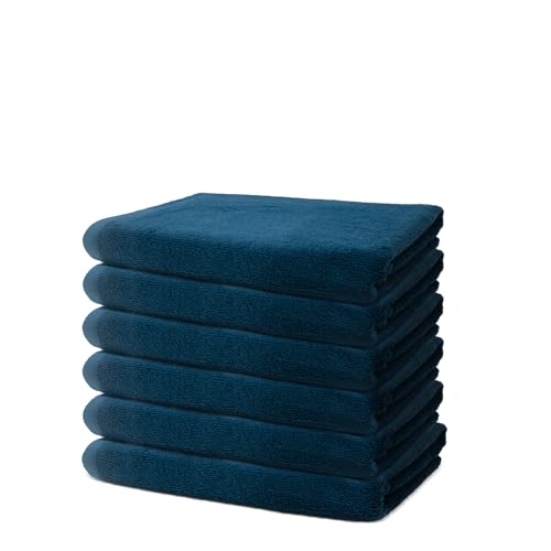 6 er Set Handtücher 40x70 cm | Kleine Gästehandtücher | Frottee Weich & Flauschig | 100% Baumwolle | 500g/m² | Badetuch Handtuch Klein für Gäste | Oeko-Tex | Ôhm | Blau von Ôhm