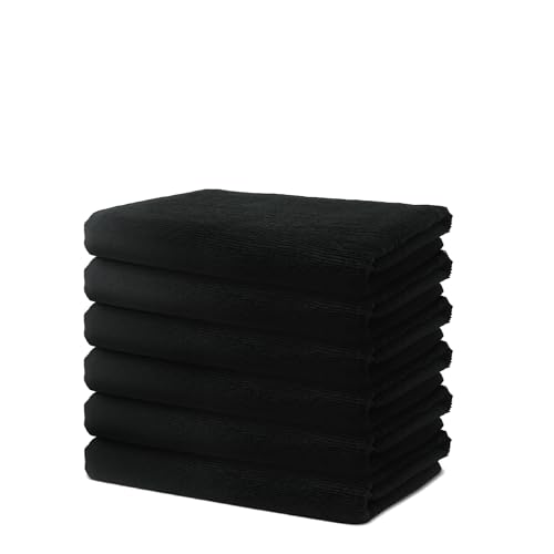 6 er Set Handtücher 40x70 cm | Kleine Gästehandtücher | Frottee Weich & Flauschig | 100% Baumwolle | 500g/m² | Badetuch Handtuch Klein für Gäste | Oeko-Tex | Ôhm | Schwarz von Ôhm