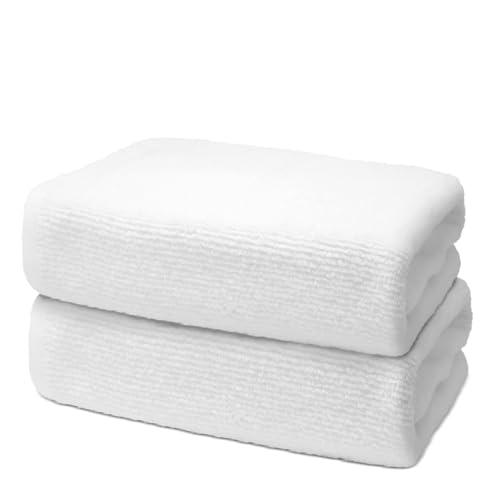 2 er Set Badetücher 90x180 cm | Handtücher Groß | Frottee Weich & Flauschig | 100% Baumwolle | Saunahandtuch Saunatuch Badehandtuch Duschtuch XXL | 500 g/m² | Oeko-Tex | Ôhm | Weiß von Ôhm