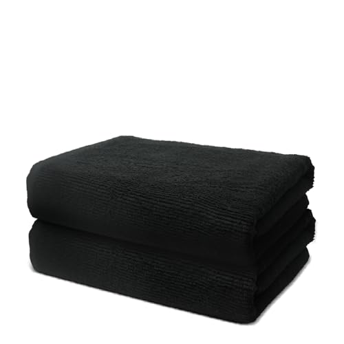 Ohm - Badetuch Set - 2 große Handtücher für Erwachsene - 100 x 150 cm Baumwolle 500 g/m² - Besonders weich & saugfähig - Zertifiziert durch Oeko-TEX - Schwarz von Ohm