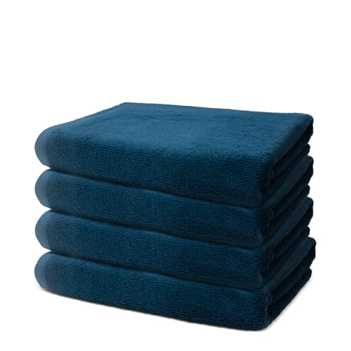 Ohm - Badetuch Set - 4 Handtücher für Erwachsene - 70 x 140 cm -Baumwolle 500 g/m² - Besonders weich & saugfähig - Zertifiziert durch Oeko-TEX - Marineblau von Ohm