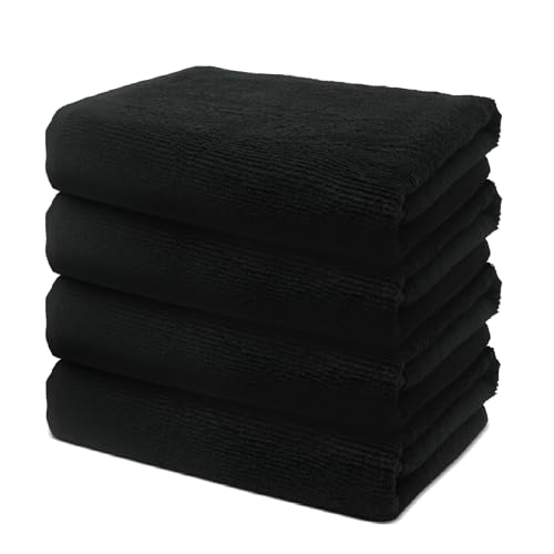 Ohm - Badetuch Set - 4 große Handtücher für Erwachsene - 100 x 150 cm Baumwolle 500 g/m² - Besonders weich & saugfähig - Zertifiziert durch Oeko-TEX - Schwarz von Ohm