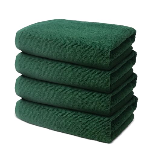 Ohm - Badetuch Set - 4 große Handtücher für Erwachsene - 100 x 150 cm Baumwolle 500 g/m² - Besonders weich & saugfähig - Zertifiziert durch Oeko-TEX - Tannengrün von Ohm