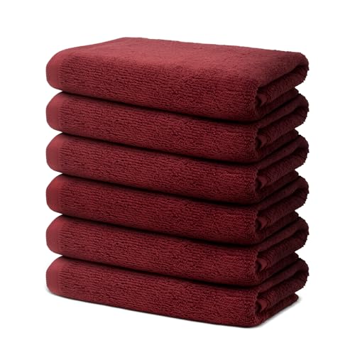 Ohm - Badetuch Set - 6 Handtücher für Erwachsene - 60 x 120 cm Baumwolle 500 g/m² - Besonders weich & saugfähig - Zertifiziert durch Oeko-TEX - Rot von Ohm