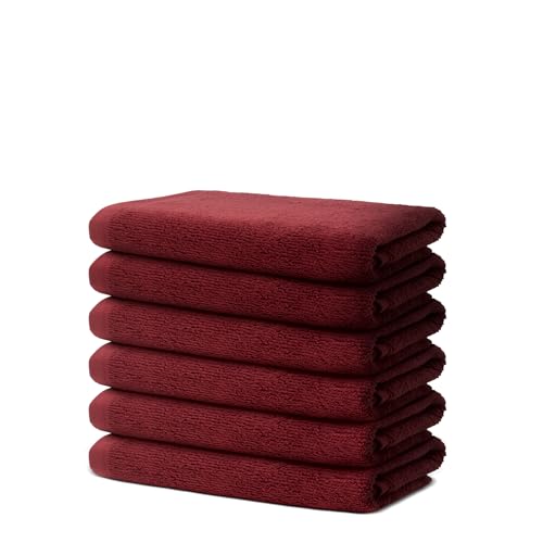 Ohm - Handtuch Set - 6 Handtücher 40x70cm Baumwolle 500g/m² - Besonders weich & saugfähig - Zertifiziert durch Oeko-TEX - Rot von Ohm