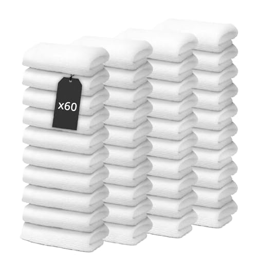 Ohm - Handtücher Set - 60 Waschtücher - 30x30 cm - Für Zuhause, Baby, Kosmetiksalon, Spa Baumwolle 500 g/m² - Besonders weich & saugfähig - Zertifiziert durch Oeko-TEX - Weiß von Ohm