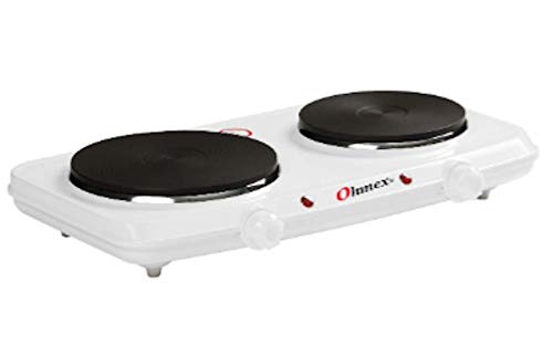 OHMEX OHM-HPT-2022 Doppel-Heizplatte – 2250 W – Durchmesser 185 mm & 155 mm – Thermostat und Kontrollleuchte – Leistung 230 V ~ 50 Hz von Ohmex