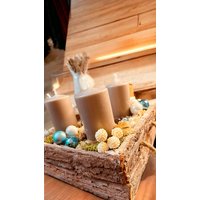Adventkranz Im Borkengefäß Wiederverwendbar Als Pflanzengefäß Weihnachten Deko Geschenkidee Blau Mit Save Kerzen von OhneBrimborium