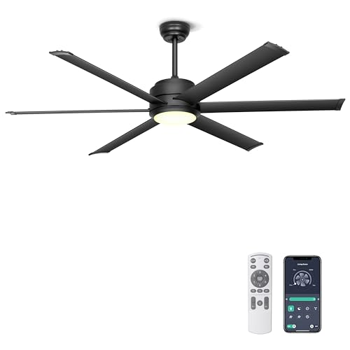 Ohniyou Deckenventilator mit Beleuchtung, Fernbedienung und App,152,4 cm (60 Zoll), dimmbar, Gleichstrommotor, großer Deckenventilator für Terrasse, Wohnzimmer von Ohniyou