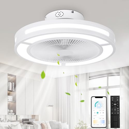 Ohniyou Flacher Deckenventilator mit Licht und Fernbedienung, 48,3cm, kleiner bündiger Deckenventilator, moderner, Weiß Ohniyou Flacher Deckenventilator mit Licht und Fernbedienung, 48,3cm, kleiner bündiger Deckenventilator, moderner, Weiß von Ohniyou