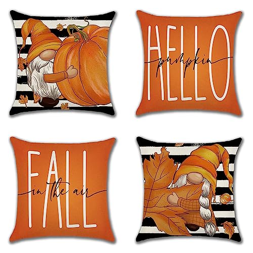 Ohok 4er Set Dekorativ Herbst Kissenbezug mit Motiv 45x45 cm, Polyester Leinen Zierkissenbezüge, Deko Sofakissen Couchkissen Kissenhülle Set für Schlafzimmer Wohnzimmer Sofa Couch Auto (Fall - A) von Ohok