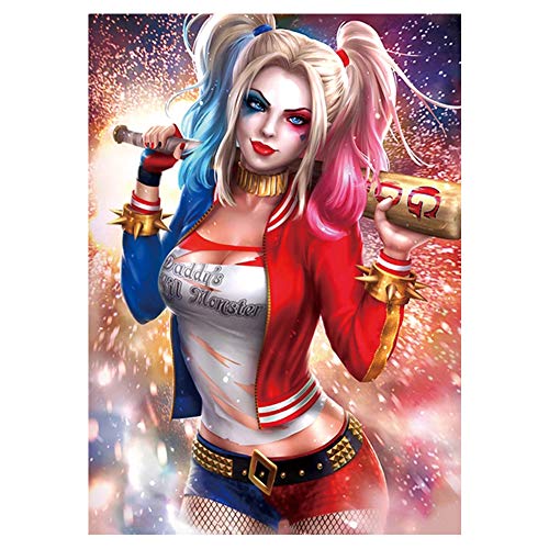 Ohok 5D Diamond Painting Full Kits für Erwachsene Kinder, DIY Diamond Malerei Set Kunst Handwerk Strass Stickerei Painting Bilder Dekoration für Haus Wand Dekor (Harley Quinn-30X40cm) von Ohok