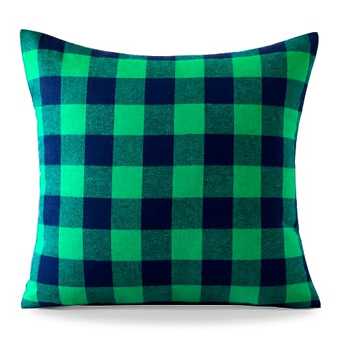 Ohok Dekorativ Vintage Kissenbezug, Polyester Leinen Plaid Zierkissenbezüge, Deko Sofakissen Couchkissen Kissenhülle Set für Schlafzimmer Wohnzimmer Sofa Couch Auto (50x50 cm, 1 Stück Grün-Schwarz) von Ohok