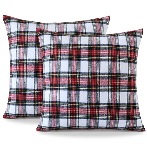 Ohok Dekorativ Vintage Kissenbezug, Polyester Leinen Plaid Zierkissenbezüge, Deko Sofakissen Couchkissen Kissenhülle Set für Schlafzimmer Wohnzimmer Sofa Couch Auto (50x50 cm, 2 Stück Mehrfarbig) von Ohok