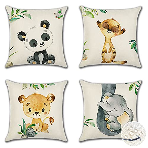 Ohok Wasserdicht Kissenbezug 45x45 cm, 4er Set Dekorativ Outdoor Kissenhülle Deko Sofakissen Couchkissen Zierkissenbezüge für Sofa Wohnzimmer Balkon Garten Auto (Süße Tiere) von Ohok