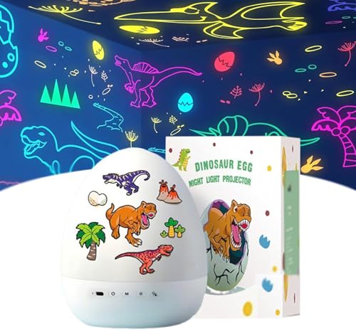 Ohphnt Dinosaur Egg Night Light Projector,Dinosaurier-Ei-nachtlichtprojektor,Dinosaurier Sternenhimmel Projektor Kinder,360° Drehung 21 Effekte,Sternen Ozean Projektor,Wiederaufladbare(No Musik)-A von Ohphnt
